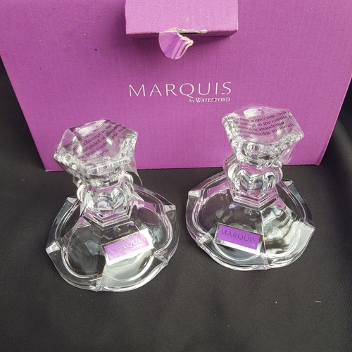 Waterford Crystal Candlesticks Holder 'Marquis' boxed Vintage x 2 New pair - Picture 4 of 10