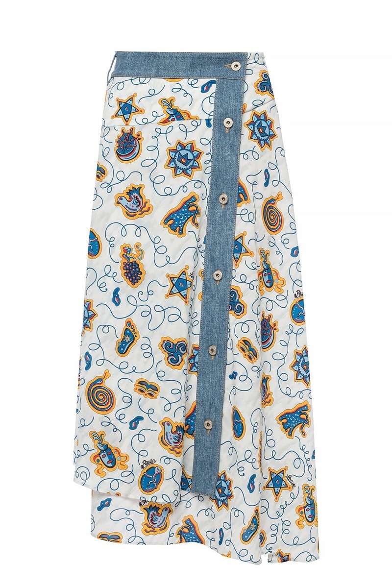 LOEWE Paula's Ibiza cotton and silk midi skirt スカート 上質 LOEWE + Paula's Ibiza asymmetric printed silk-satin midi