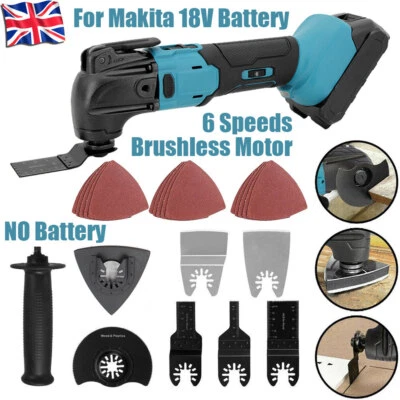 Cordless Brushless Oscillating Multi Tool For Makita 18V Battery W/ Accessory UK