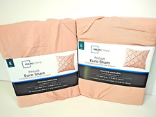 2 Pack Mainstays Euro Sham Pintuck Blush 26" X 26" NWT Machine Washable