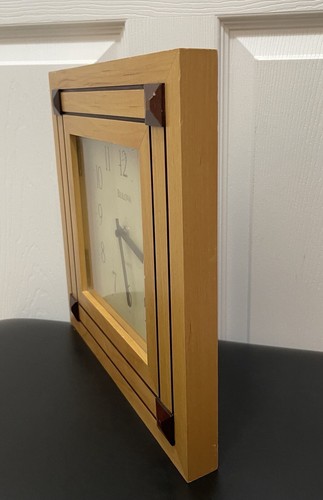 Vintage Bulova Wall Clock Wood Frame Square Quartz Japan - Picture 4 of 7