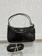 Coach Teri Black Monogram Embossed Patent Leather Mini Shoulder Bag G1532