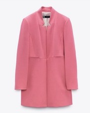 Zara Pink Inverted Lapel Long Blazer Size Large