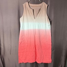 Lands' End Women's M LONG Cotton Jersey Sleeveless Swim Cover-up Dress Print