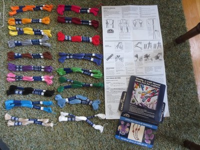 107 Skeins DMC Cotton CRAFT THREADS w/Directions/Samples & COATS Learn How Book