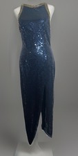 Vtg Niteline Della Roufogali Dress Sequin Blue Evening Ballgown Formal Size 6