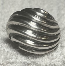 Vintage 925 Sterling Silver Modernist Curved Ribbed Dome Statement Ring Size 7