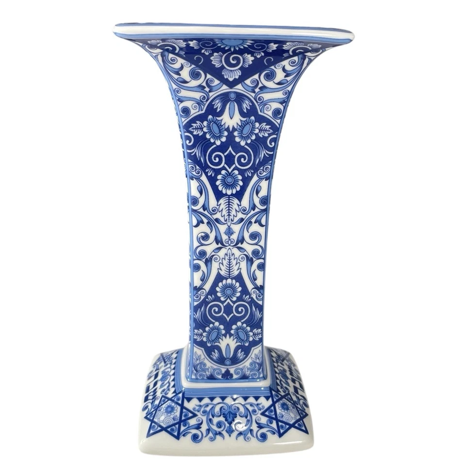 Spode The Judaica Collection Candelabro Sabbath Azul Blanco Porcelana 7.5" NUEVO Foto 4 de 4