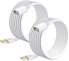 USB 2.0 Extension Cable 15ft 2 Pack White
