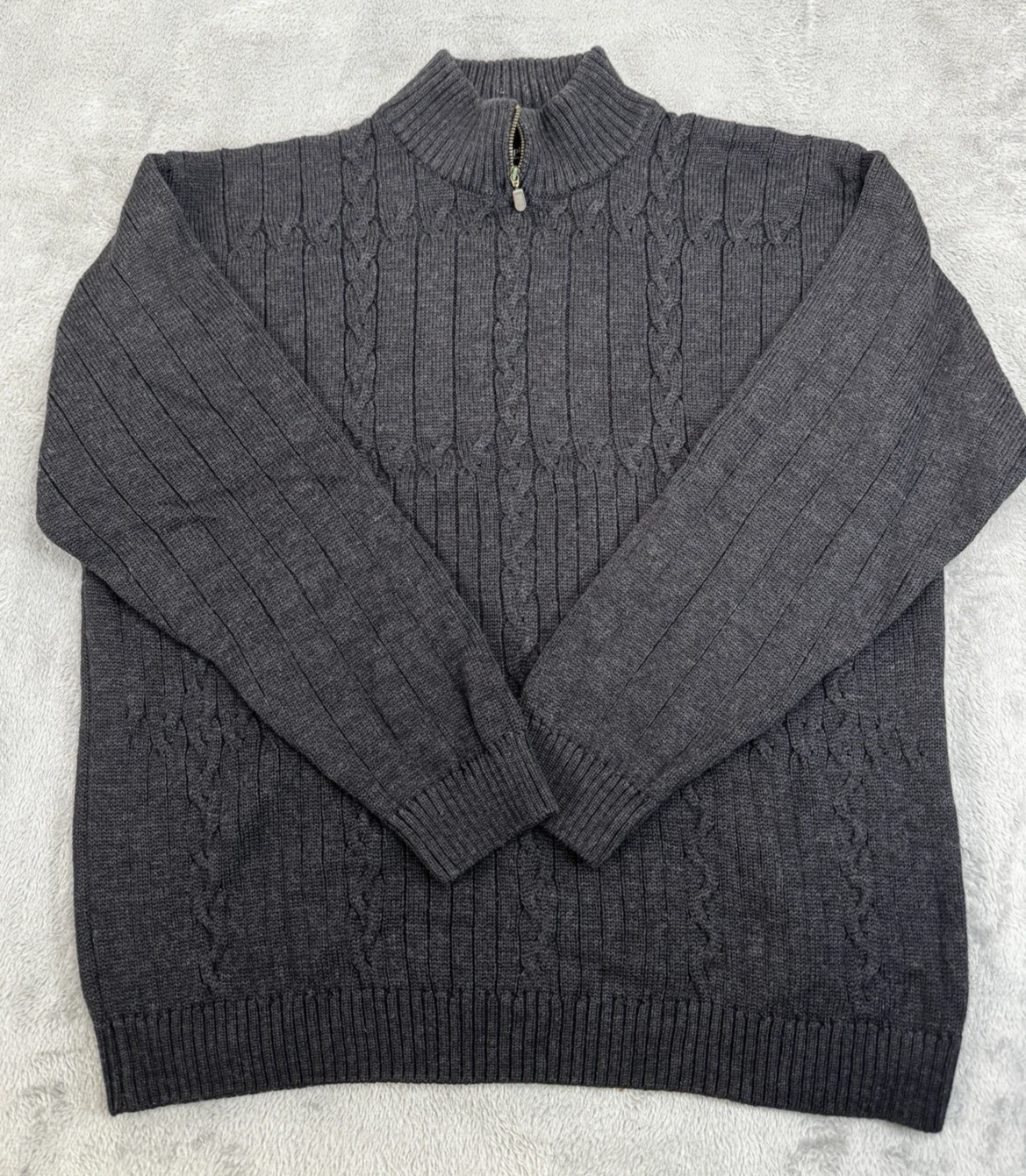 Joseph & Lyman Merino Wool Sweater Mens XL Dark Grey Pullover Mock Neck Zipper
