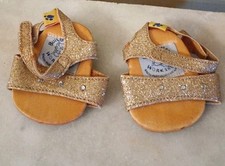 1 Pair Build A Bear Shoes Sandals Gold Glitter READ