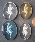 4  Vintage   Czech   ART Glass INTAGLIO  Cabochon Jewelry pieces   ROMAN  Figure
