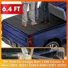 6.46.5ft Tonneau Cover 3 Fold For 2003-2026 Dodge Ram 1500 2500 3500 Truck Bed