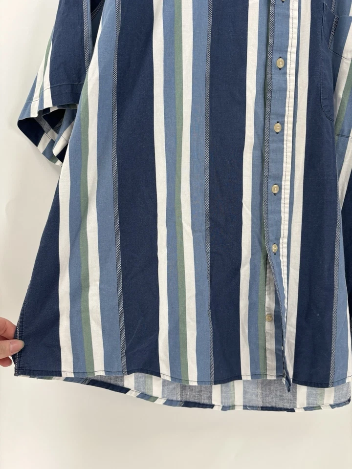 Рубашка мужская Natural Issue на пуговицах 2X синяя белая вертикальная в полоску короткий рукав - Изображение 4 из 4