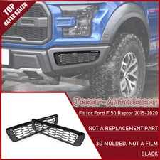 Black Honeycomb Front Bumper Fog Light Trim Covers For Ford F150 Raptor 2017-20