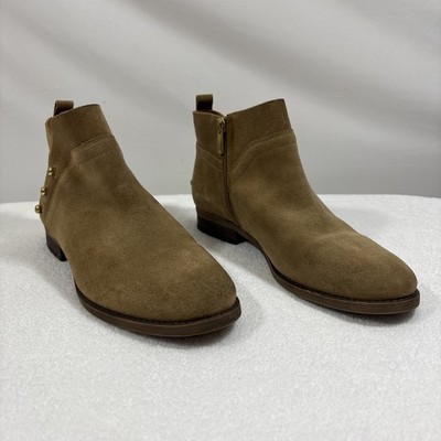 Franco Sarto Kelton Suede Leather Ankle Boots Size 9.5 Brown Block Heel
