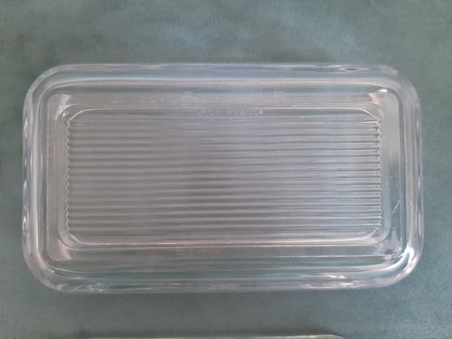 Butter Cheese Dish Arcoroc Clear Glass Lidded Ribbed France Vintage - Picture 6 of 7