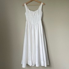 NEW Reformation Balia Linen Sleeveless Midi Dress in White | US 6 UK 10