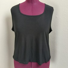 Nabi Black Nylon-blend Tank Top 1X (no tag) vtg Y2K summer layers made in USA