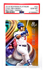 2018 Bowman Platinum Orange Foil CODY BELLINGER RC Card /25 PSA 10 GEM MINT