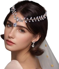 Bridal Rhinestone Headband Hair Comb for Women Wedding Teardrop Headpiece Bridal