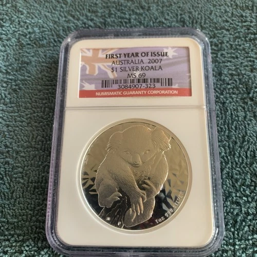 2007 1 Oz .999 Silver Australia Koala NGC MS69 First Year Of Issue Flag Label
