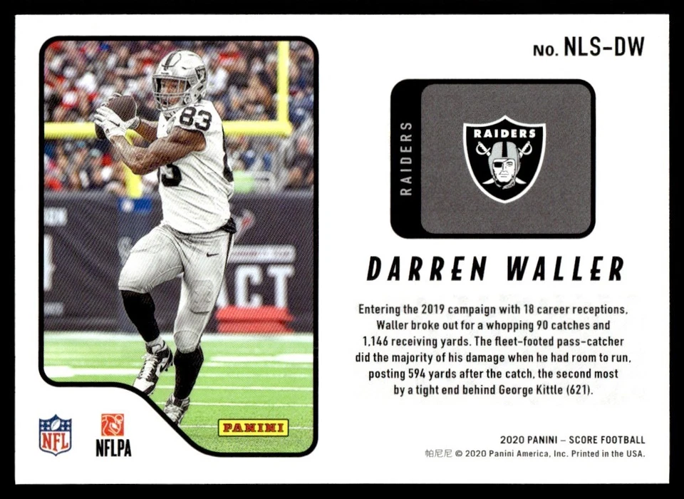 2020 Score Next Level Stats Darren Waller Las Vegas Raiders #NLS-DW - Image 2 of 2