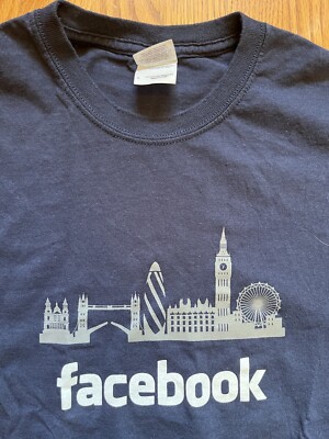 FACEBOOK LONDON UK logo EMPLOYEE T-SHIRT Blue Small S Meta Poke Social  Media