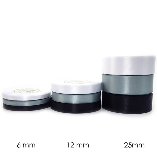 Set Classic Weiss Silber Schwarz Schleifenband Dekoband Satinband Bastelband - Bild 14 von 30