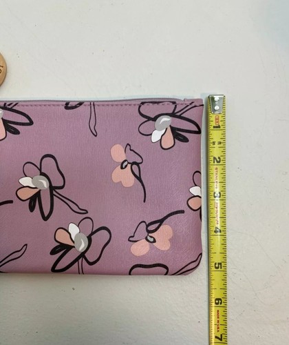 Womens Purple Floral Cosmetic Bag Coin Pouch New-WOT - Picture 5 of 6