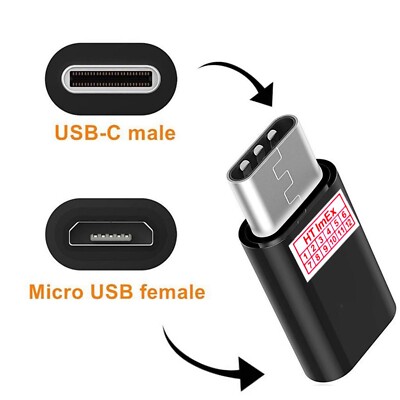 Schwarz Micro USB Female to Type C Male Converter USB-C Adapter Converter
