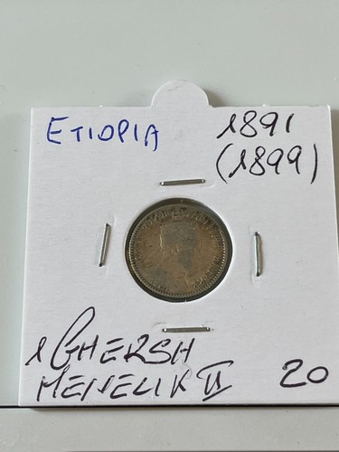 Scegli Etiopia 1 Gersh Menelik Argento II dal 1889 al 1891 Moneta Silver Birr - Foto 3 di 5