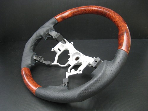 Toyota SEQUOIA 2007-2013 BURL wood Genuine LEATHER Black steering wheel-SPORTS - Picture 2 of 7