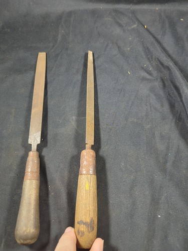 2 Vintage 1 Flat G & H Barnett Company Black Works & Delta Triangle Files Wooden - Bild 5 von 14