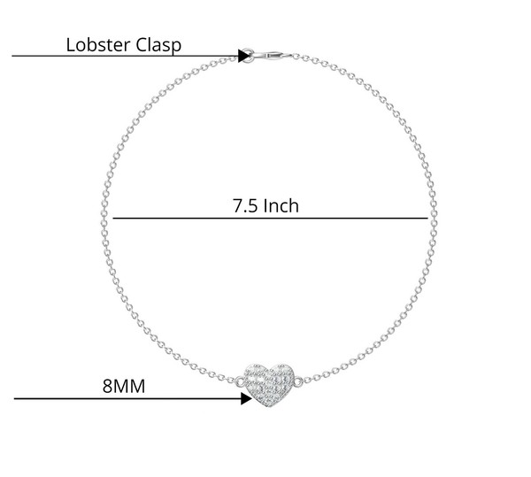 Alternate view of 18k White Gold Plated Puffed Heart Bracelet Micro Pave Crystals For Women Girls