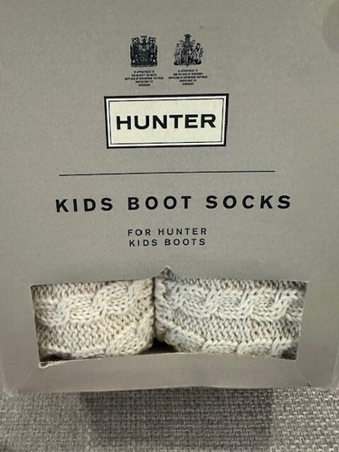Hunter Kids Knitted Boot Socks Beige White Medium KAS3307AAC Mini Cable Knit Rec - Picture 4 of 8