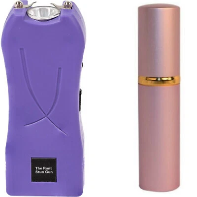 SAFETY TECHNOLOGY Runt Rechargeable Flashlight Stun Gun Pepper Spray Combo Self Defense Protection