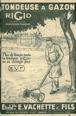 Reklame alter Rasenmäher Rigid 1938 aus Zeitschrift