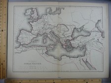Rare Antique Original VTG Provinces Of Roman Empire Map Illustration Art Print
