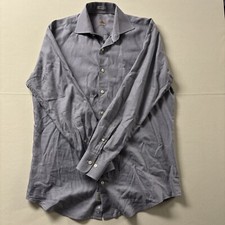 Peter Millar Long Sleeve Men's Button Up Cotton Shirt Size Medium BlueBrown Chec