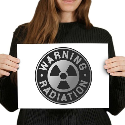 A4 BW - Warnstrahlungsschild Atomplakat 29,7 x 21 cm 280 g/m² #40672
