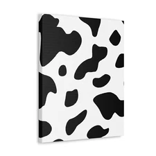 Wall Art Decor - Canvas Print Artwork - Black and White Abstract Cow Print Patte