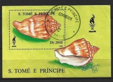 Animaux Coquillages Saint Thomas et Prince 1996 (56) bloc Yvert n°163AR oblitéré
