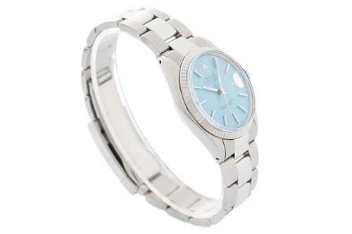 Rolex Herren Datejust 16014 18K Weißgold Stahl Aqua Blau Zifferblatt Oyster Uhr - Bild 4 von 7