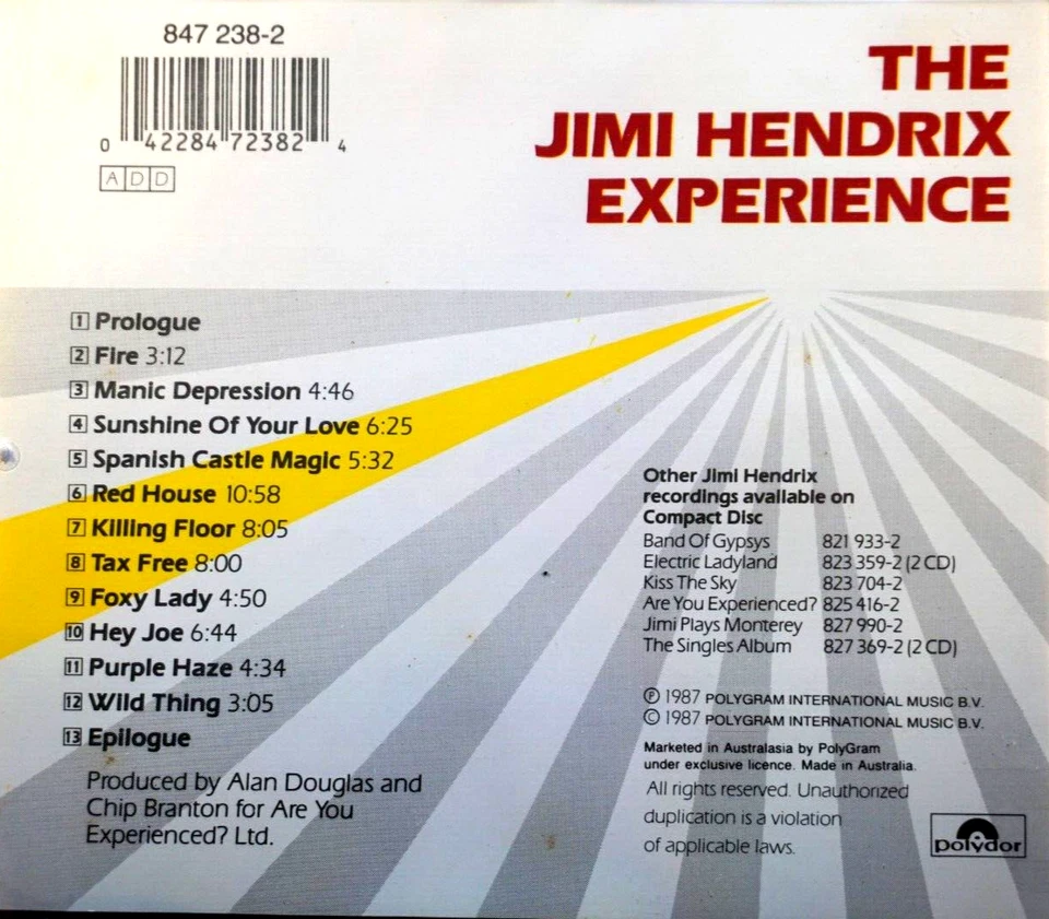 The Jimi Hendrix Experience - Live At Winterland - CD, en muy buena condición Foto 2 de 2