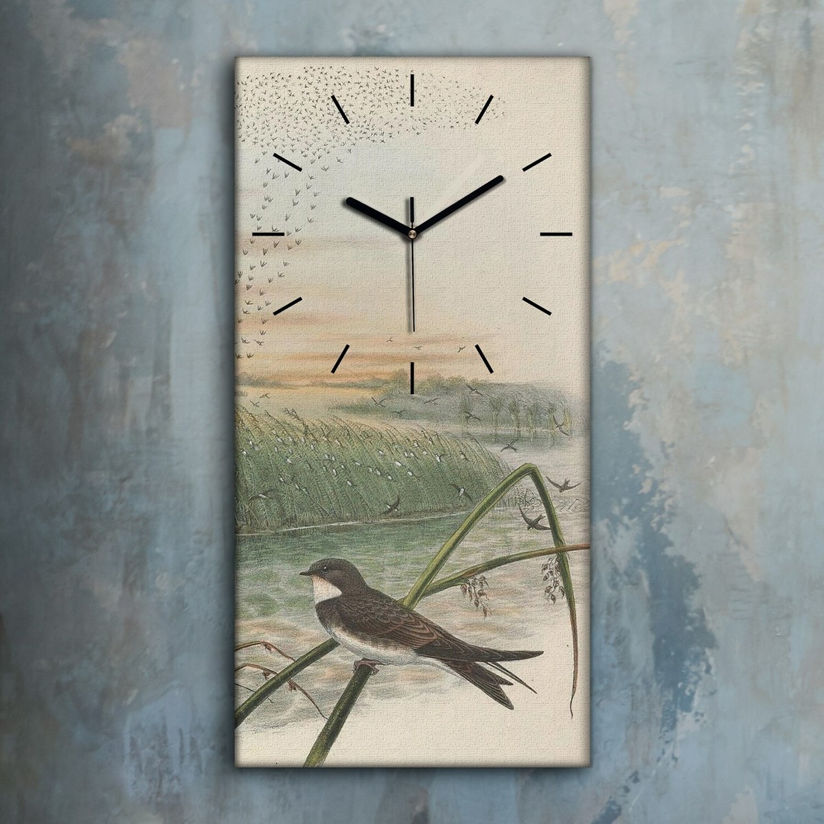 Horloge murale sur toile 30x60 Tableau peinture arbres coloré bouleau Horloge murale sur toile 30x60 Tableau peinture arbres coloré bouleau