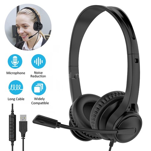 Universal Wired Headset with Microphone Call Center Headphone USB Type C 3.5mm