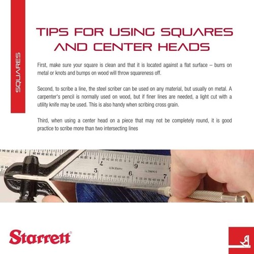 Starrett C11H-12-4R Combination Square with Square Head, 12" Made in USA - Picture 6 of 8