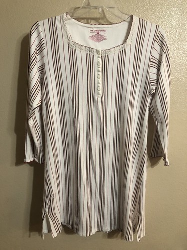 Liz Claiborne Cream Maroon Night Gown 