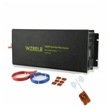 2000W Pure Sine Wave Power Inverter 12/24V to 110V 220V Solar Home Remote Switch